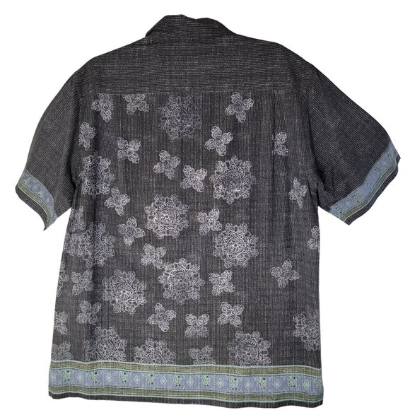 Tommy Bahama Hawaiian Silk Shirt Mens M Black Buttons Resortwear Tribal Tiki - Picture 3 of 15